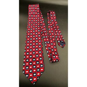 Pfizer Pill Necktie Red Blue Geometric 100% Silk‎ Mens Business Fashion Logo 58"